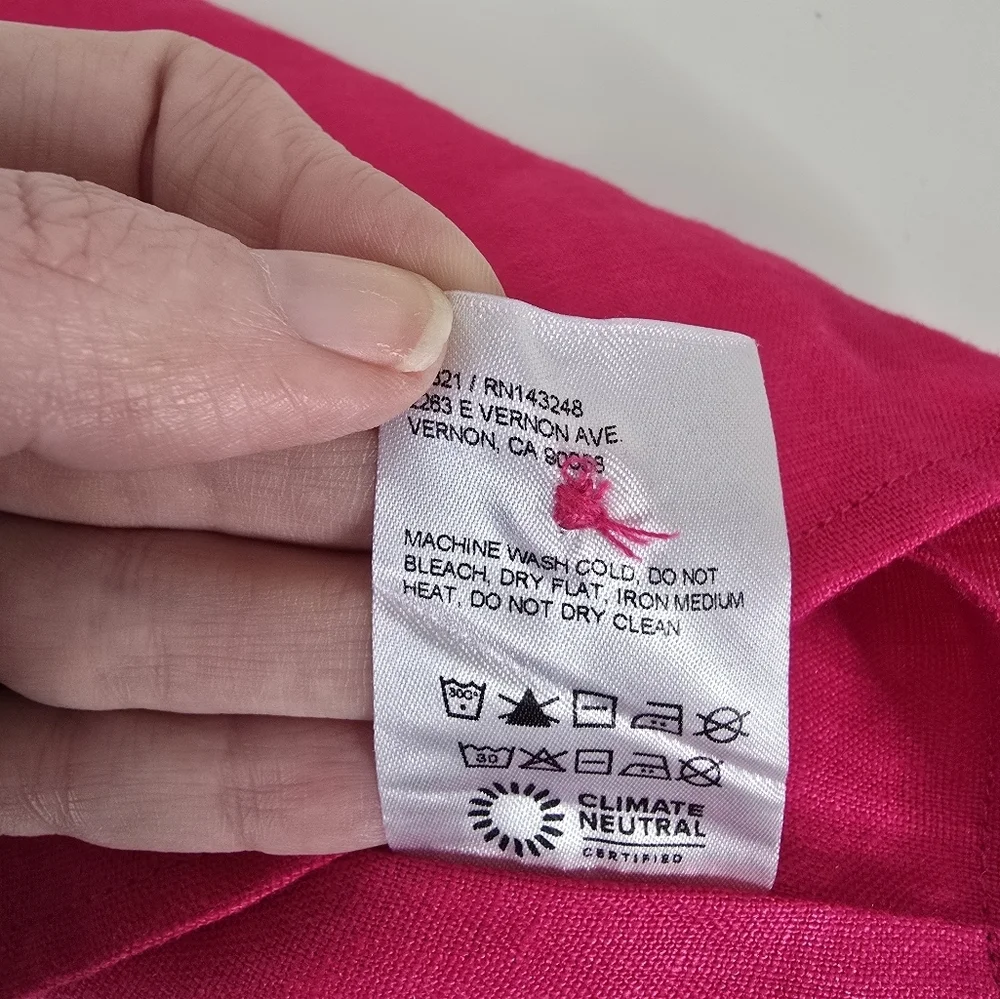 Reformation Cleo Linen Hot Pink Two Piece Set 2 Petite Barbiecore Feminine